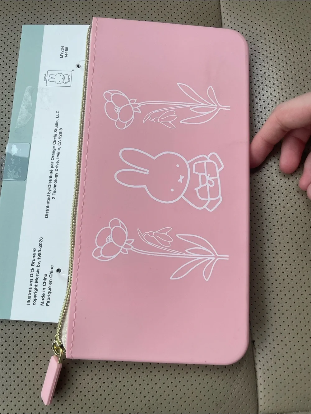 miffy Pink and White Zippered Pouch